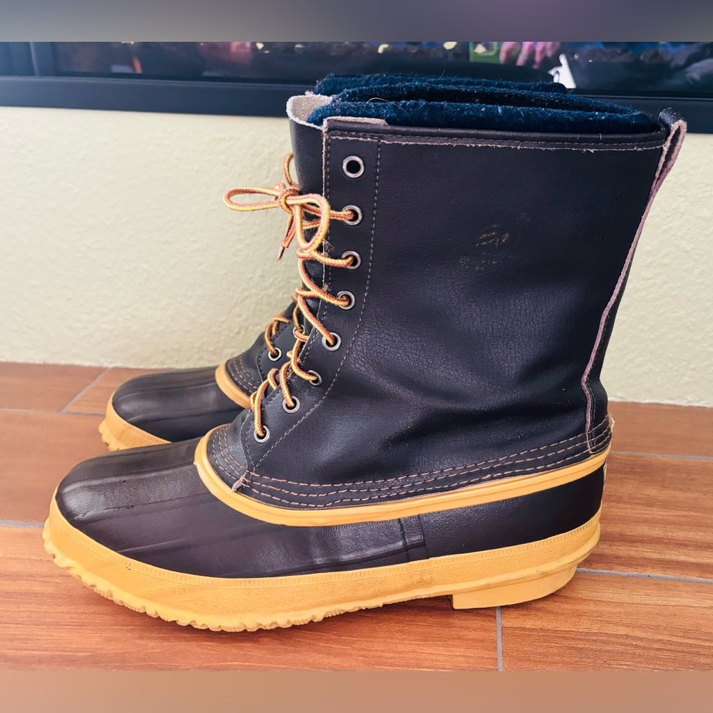 Vintage LaCrosse Brown Waterproof Fleece Lined Duck Boots Leather Upper Size: 12